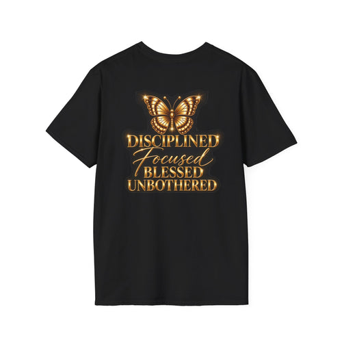 Moonchild Butterfly T-Shirt — Disciplined Focused Blessed Unbothered